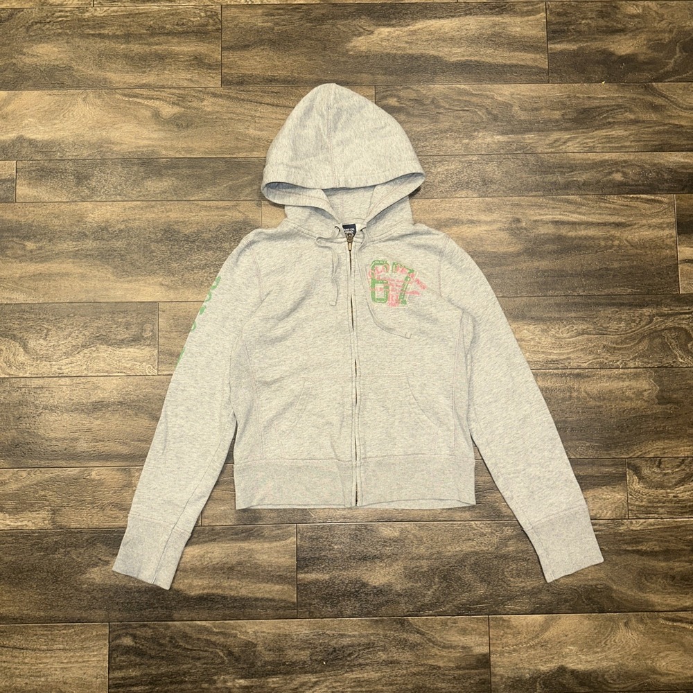 Y2K Polo Jeans Co. Ralph Lauren Full-Zip Hoodie Jacket Women's Medium Light Grey